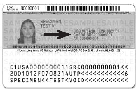 Sample image of a Permanent Resident Card (I-551)